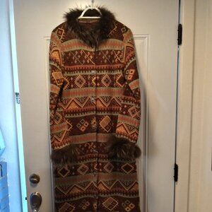 Double D Ranch Long Sweater Coat with real fur